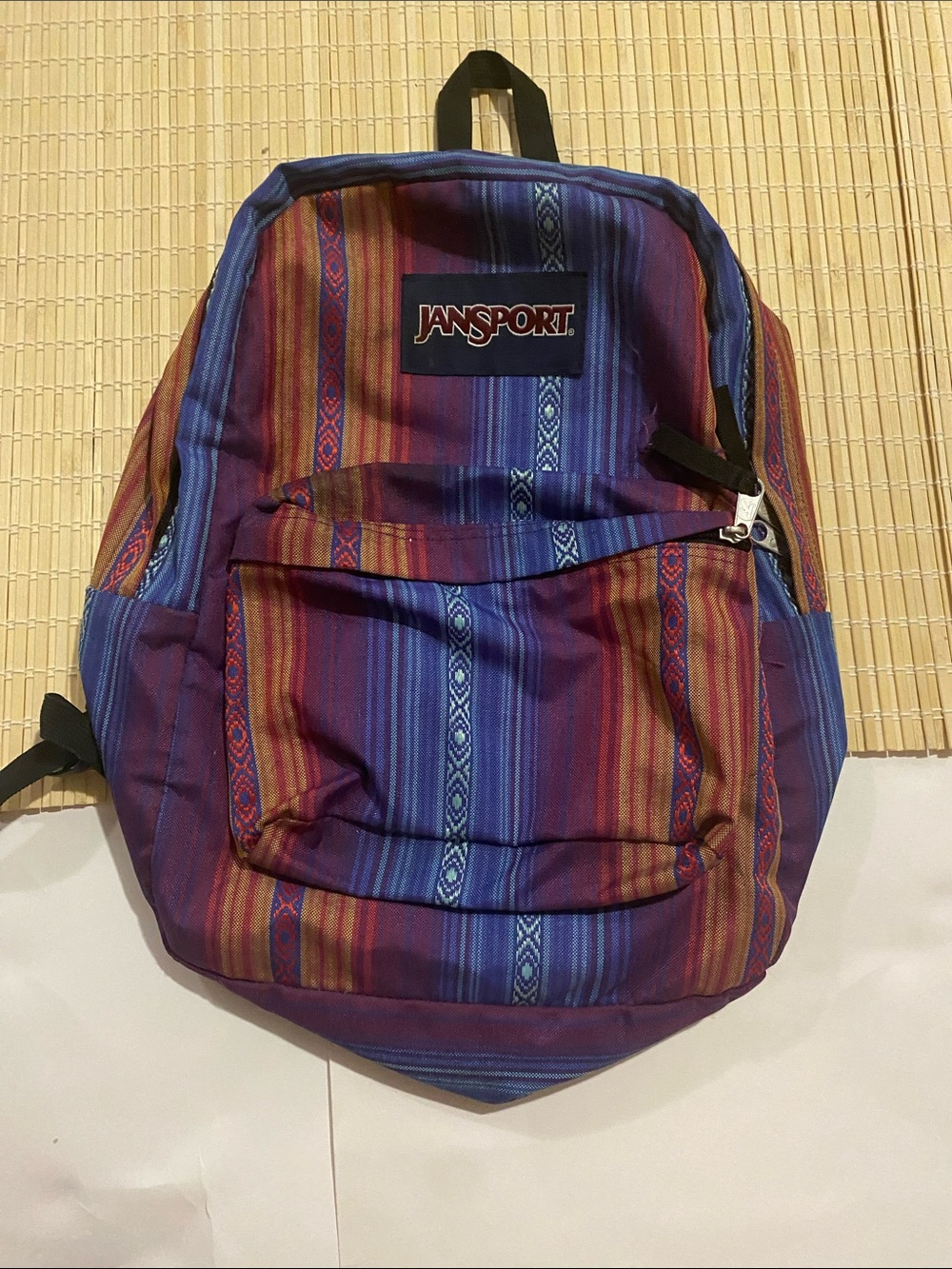 JanSport Purple and Blue Striped Backpack